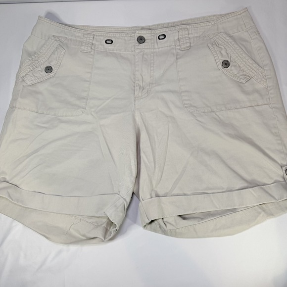 Venezia Pants - Venezia Shorts Women's Beige Size 20 100% Cotton Cuffed Cargo Pockets